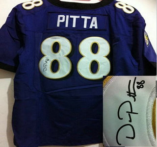 Nike Baltimore Ravens #88 Dennis Pitta Purple Signed Elite NFL Jersey