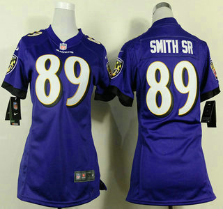 Nike Baltimore Ravens #89 Steve Smith Sr 2013 Purple Game Womens Jersey