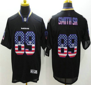 Nike Baltimore Ravens #89 Steve Smith Sr 2014 USA Flag Fashion Black Elite Jersey