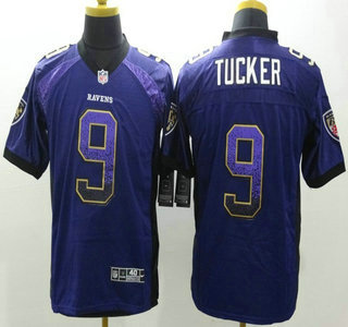 Nike Baltimore Ravens #9 Justin Tucker Drift Fashion Purple Elite Jersey