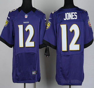 Nike Baltimore Ravens 12 Jacoby Jones Purple Elite Jersey