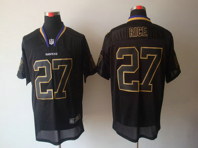 Nike Baltimore Ravens 27 Ray Rice Lights Out Black Elite Jersey