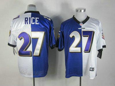 Nike Baltimore Ravens 27 Ray Rice Purple and White Split Elite Jerseys