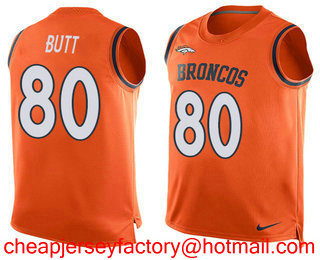 Nike Broncos #80 Jake Butt Orange Team Color Men's Stitched NFL Limited Tank Top Jersey