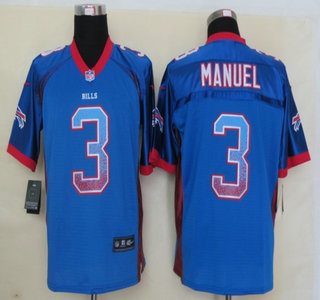 Nike Buffalo Bills #3 EJ Manuel Nike Drift Fashion Blue Elite Jersey