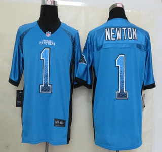 Nike Carolina Panthers #1 Cam Newton Drift Fashion Blue Elite Jersey