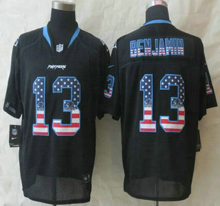 Nike Carolina Panthers #13 Kelvin Benjamin 2014 USA Flag Fashion Black Elite Jersey