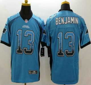 Nike Carolina Panthers #13 Kelvin Benjamin Drift Fashion Blue Elite Jersey