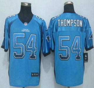 Nike Carolina Panthers #54 Shaq Thompson Drift Fashion Blue Elite Jersey