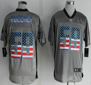 Nike Carolina Panthers #59 Luke Kuechly 2014 USA Flag Fashion Gray Elite Jersey