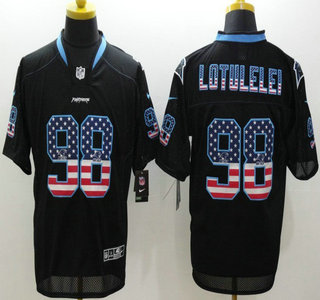 Nike Carolina Panthers #98 Star Lotulelei 2014 USA Flag Fashion Black Elite Jersey