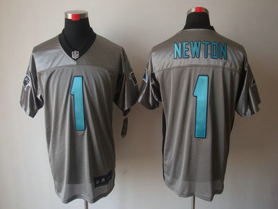 Nike Carolina Panthers 1 Cam Newton Grey Shadow Elite Jersey