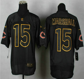Nike Chicago Bears #15 Brandon Marshall 2014 All Black With Gold Elite Jersey