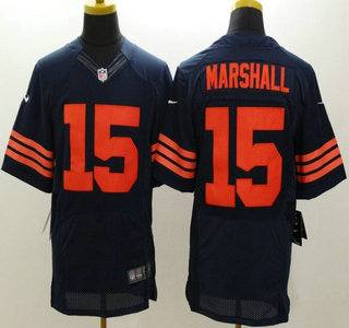 Nike Chicago Bears #15 Brandon Marshall Blue With Orange Elited Jersey
