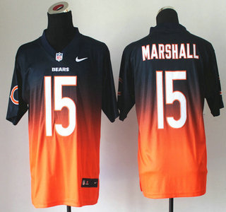 Nike Chicago Bears #15 Brandon Marshall Drift Fashion II Blue With Orange 2013 Elite Jersey