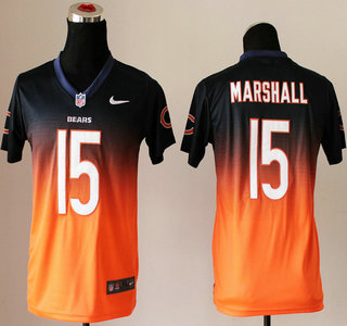 Nike Chicago Bears #15 Brandon Marshall Drift Fashion II Blue With Orange Elite Kids Jersey