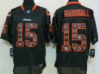 Nike Chicago Bears 15 Brandon Marshall Lights Out Black Ornamented Elite Jersey