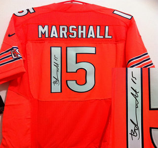 Nike Chicago Bears #15 Brandon Marshall Orange Signed Elite Jersey