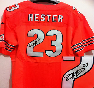 Nike Chicago Bears #23 Devin Hester Orange Signed Elite Jersey