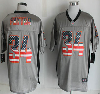 Nike Chicago Bears #34 Walter Payton 2014 USA Flag Fashion Gray Elite Jersey
