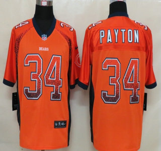 Nike Chicago Bears #34 Walter Payton Drift Fashion Orange Elite Jersey