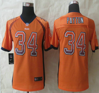 Nike Chicago Bears #34 Walter Payton Drift Fashion Orange Elite Kids Jersey