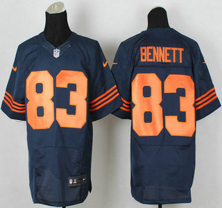 Nike Chicago Bears #83 Martellus Bennett Blue With Orange Elite Jersey