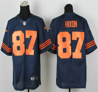 Nike Chicago Bears #87 Domenik Hixon Blue With Orange Elite Jersey