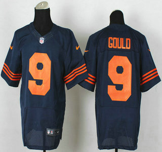 Nike Chicago Bears #9 Robbie Gould Blue With Orange Elite Jersey