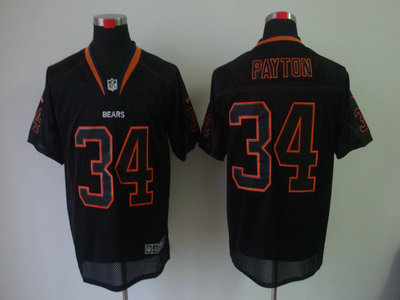 Nike Chicago Bears 34 Walter Payton Lights Out Black Elite Jersey