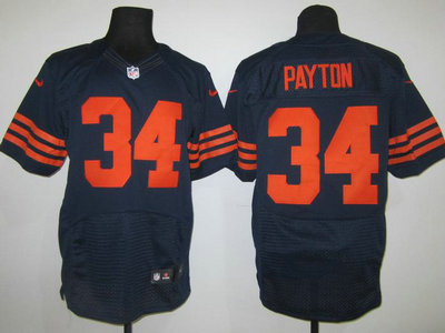 Nike Chicago Bears 34 Walter Payton Blue with Orange Number Elite Jerseys