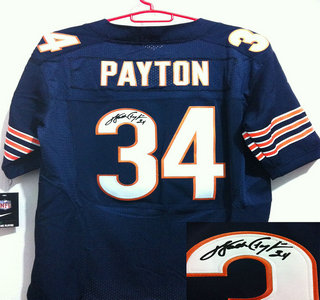 Nike Chicago Bears 34 Walter Payton Blue Signed Elite Jerseys