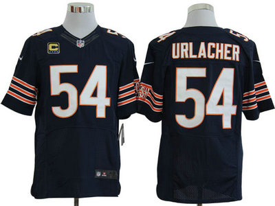 Nike Chicago Bears 54 Brian Urlacher Blue Elite C Patch Jersey