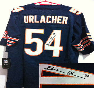 Nike Chicago Bears 54 Brian Urlacher Blue Signed Elite Jerseys