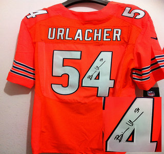 Nike Chicago Bears 54 Brian Urlacher Orange Signed Elite Jersey