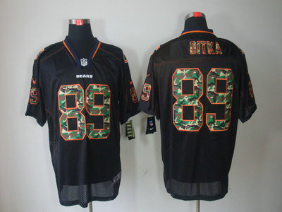 Nike Chicago Bears 89 Mike Ditka Black With Camo Elite Jersey