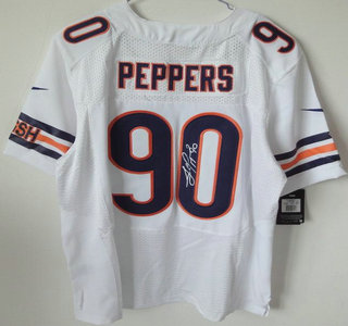 Nike Chicago Bears 90 Julius Peppers White Signed Elite Jersey