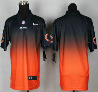 Nike Chicago Bears Blank Navy Blue With Orange Fadeaway Elite Jersey