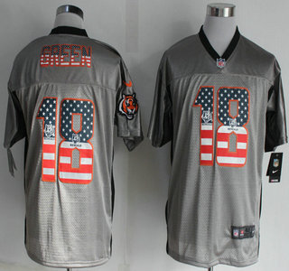 Nike Cincinnati Bengals #18 A.J. Green 2014 USA Flag Fashion Gray Elite Jersey