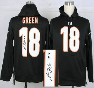 Nike Cincinnati Bengals #18 A.J. Green Black Signed Hoody