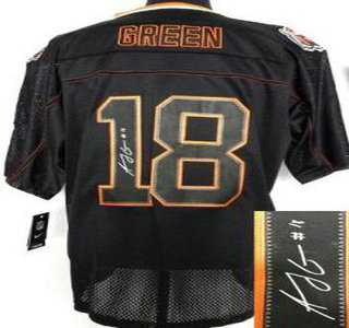 Nike Cincinnati Bengals #18 A.J. Green Elite Light Out Black Signed Jersey