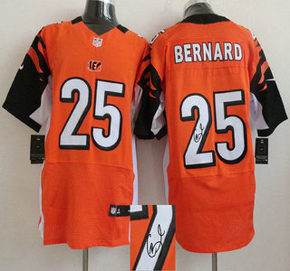 Nike Cincinnati Bengals #25 Giovani Bernard Orange Elite Signed Jersey