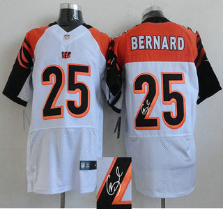 Nike Cincinnati Bengals #25 Giovani Bernard White Elite Signed Jersey