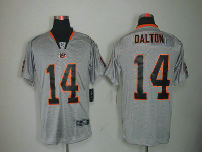 Nike Cincinnati Bengals 14 Andy Dalton Lights Out Black Name Grey Elite Jerseys