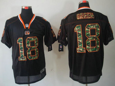 Nike Cincinnati Bengals 18 A.J.Green Camo Fashion Black Elite Jersey