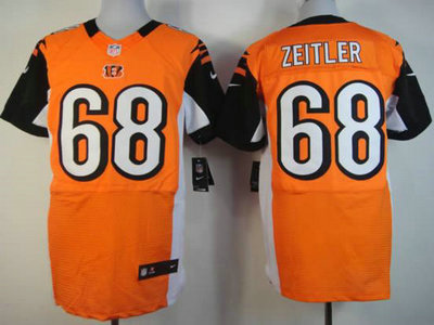 Nike Cincinnati Bengals 68 Kevin Zeitler Orange Elite Jerseys