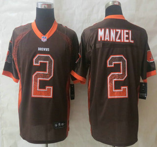 Nike Cleveland Browns #2 Johnny Manziel Drift Fashion Brown Elite Jersey