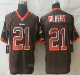 Nike Cleveland Browns #21 Justin Gilbert Drift Fashion Brown Elite Jersey
