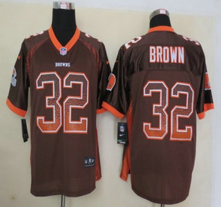 Nike Cleveland Browns #32 Jim Brown Drift Fashion Brown Elite Jersey