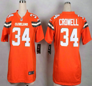 Nike Cleveland Browns #34 Isaiah Crowell 2015 Orange Game Womens Jersey